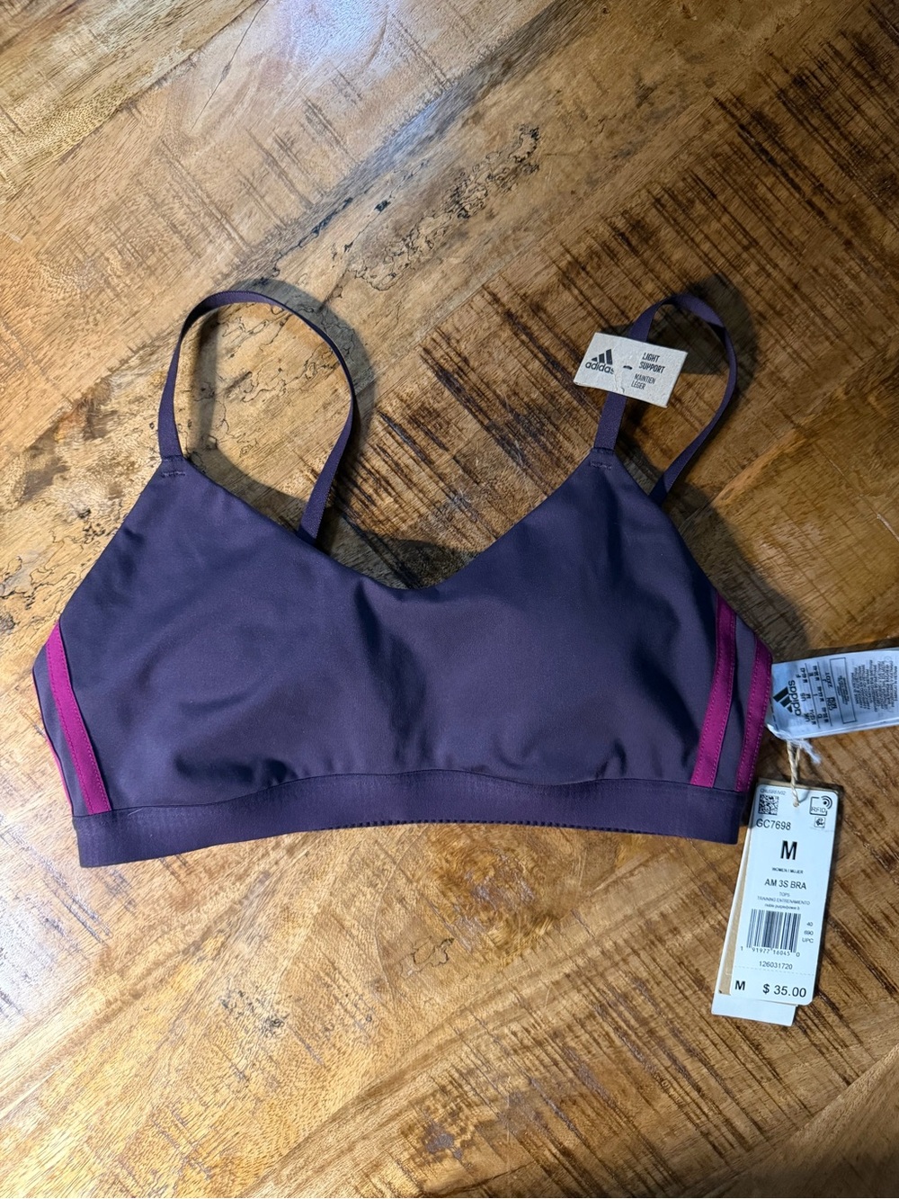 adidas Purple Sports Bra with Pink Side Accents